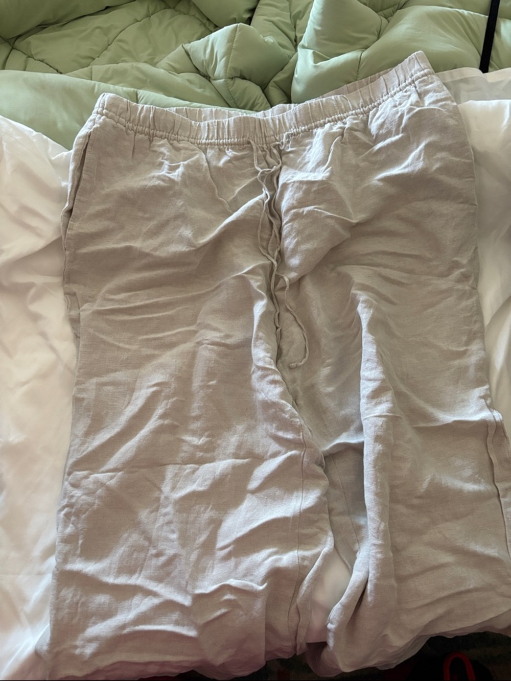 H&M Wide Leg Drawstring Pants - Light Taupe